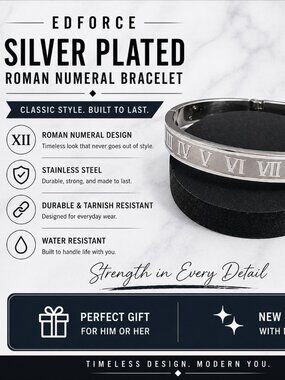 NWOT Silver Roman Numeral Bracelet – Silver Roman Numeral UNISEX Stainless Steel
